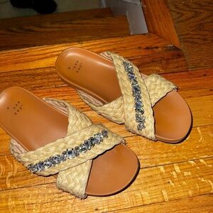 A New Day Cream and Brown Woven Sandals